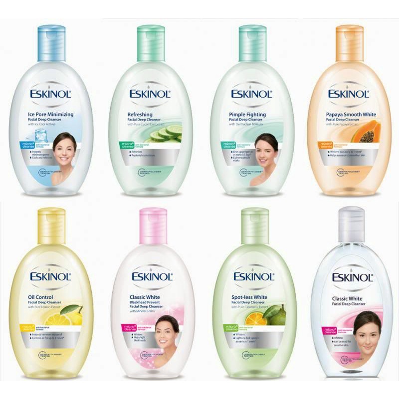 Eskinol Facial Deep Cleanser 225ml (Oil Control/Classic White/Papaya/Cucumber/Spotless/ Pimple