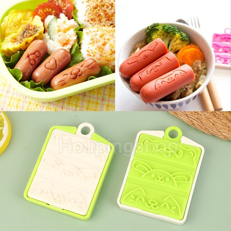 3 Designs Sausage Cartoon Template for Bento Box Decoration Hot Dog ...