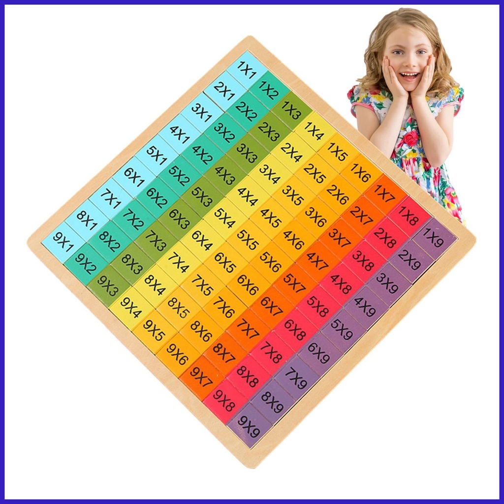 Math Table Board Game Wooden Times Table Tray Game for Kids Wooden