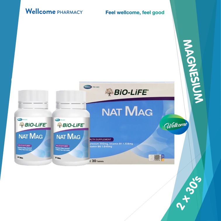 BioLife Nat Mag Tablets with Magnesium, Vitamin B1 & B6 2 x 30's