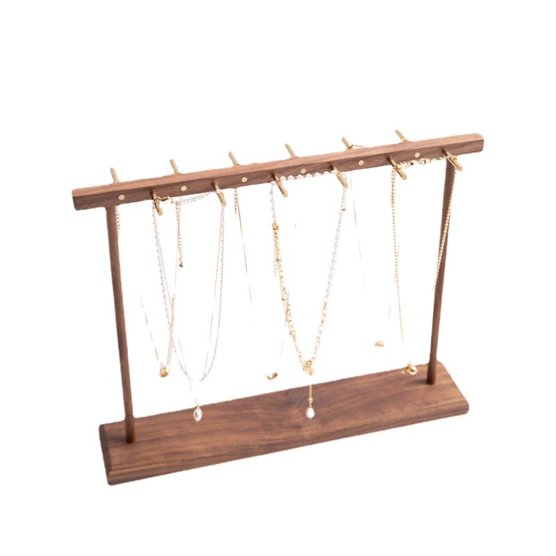 Necklace Storage Rack Walnut Vertical Jewelry Display Rack Simple Retro ...