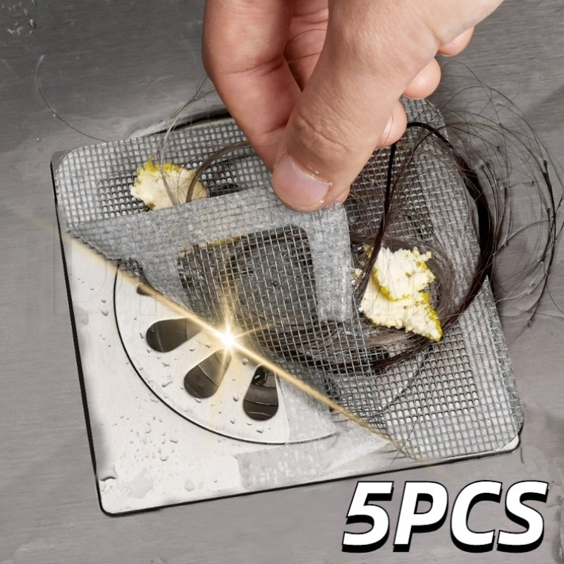 1/5Pcs Bathroom Anticlogging Drain Filter Mesh Sticker / Household