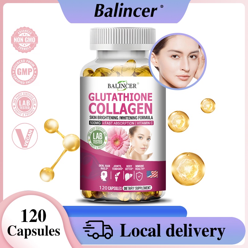 balincer collagen glutathione Promo Capsules - Support skin, hair and nail health. Supports joint and tendon mobility - Contains Specification 30, 60 and 120 - Non-GMO. Gluten free. Vegan Balincer Glutathione Collagen Supplement -