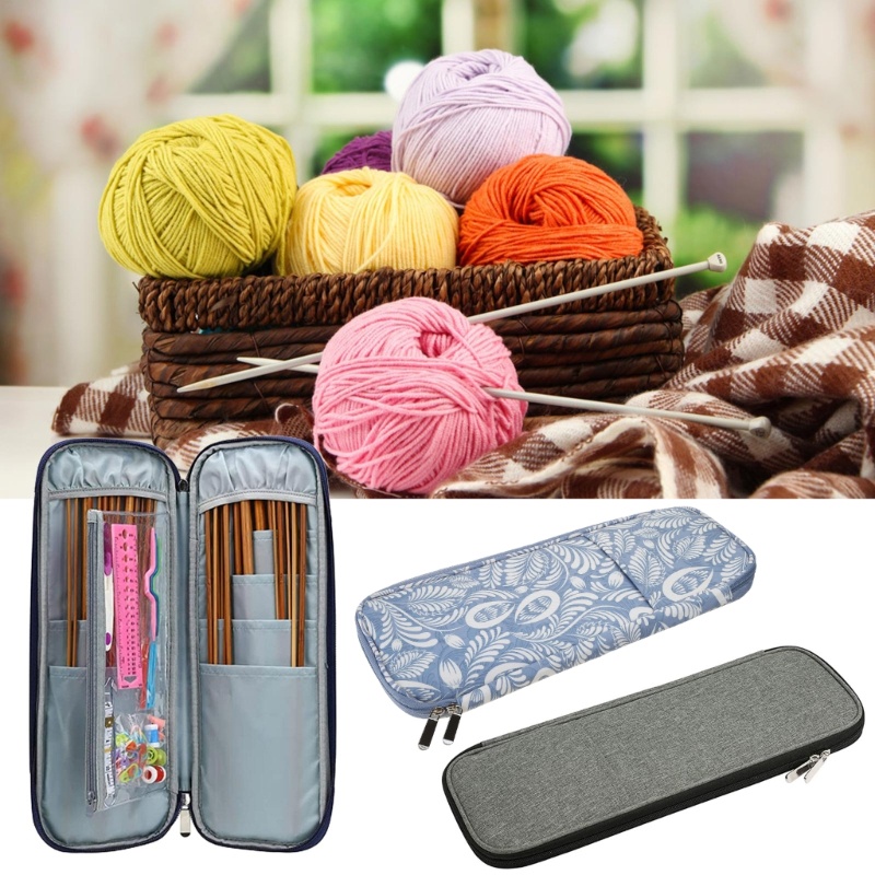 time* Knitting Needle Case Crochet Hook Case Zipper Storage Bag Crochet