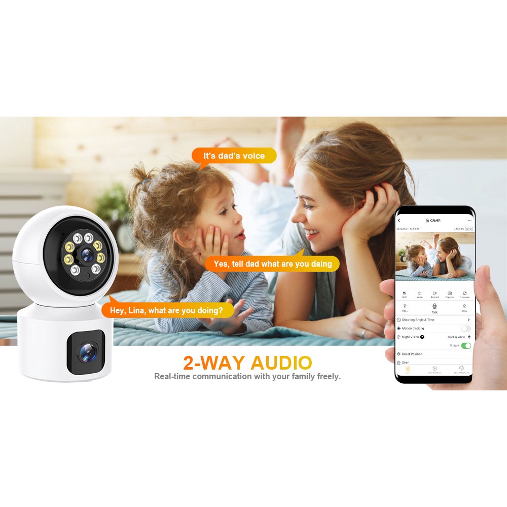 4G SIM card Dual Lens Mini IP Camera 2K 4MP WIFI Wireless Security ...