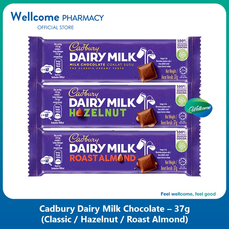 Cadbury Dairy Milk Chocolate 37g (Classic / Hazelnut / Roast Almond