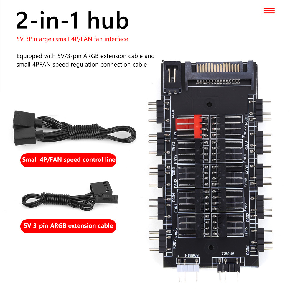 # 2 in 1 Fan Splitter 5V 3PIN ARGB SATA Power Fan Splitter HUB for PC ...