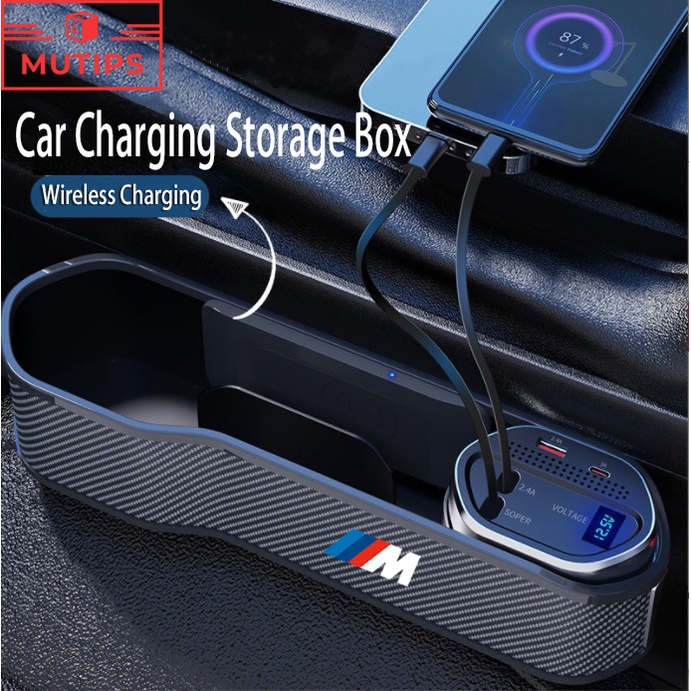 BMW Car Front Seat Gap Cup Phone Organizer Charger Storage Holder
