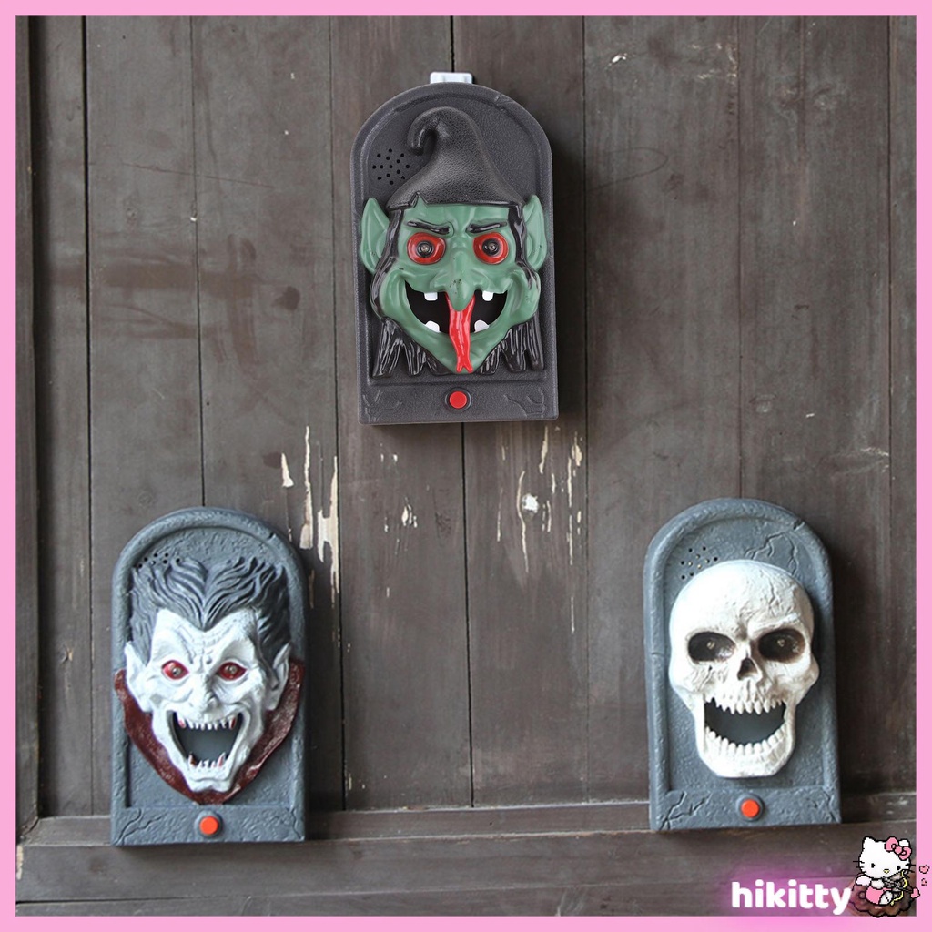 HIK Halloween Door Bell Witch Skull Electric Luminous Doorbell Props