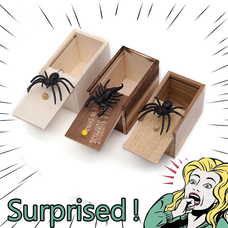 Funny Scare Box Wooden Prank Spider Hidden in Case Great Quality Prank ...