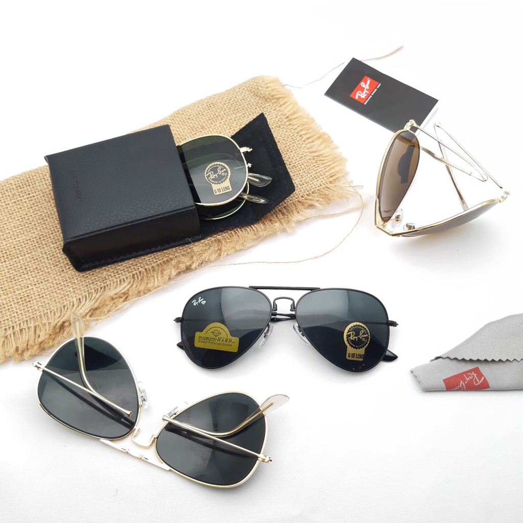 New!! Ray Tire Glasses 3479 FOLDING FOLDING AVIATOR Glass Lens TITANIUM