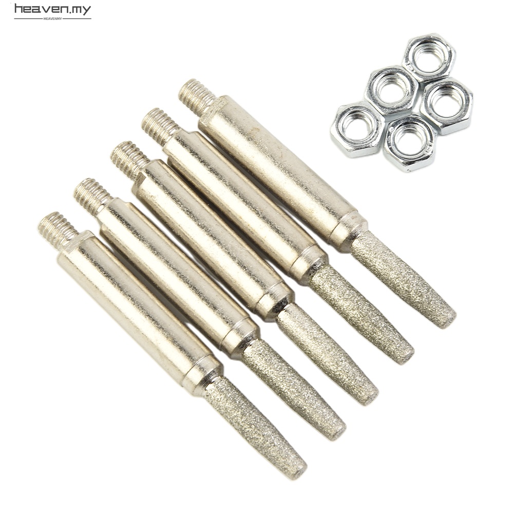 [Heaven] 5Pcs 4mm Carbide Burrs For Hand Crank Chain Saw Sharpener