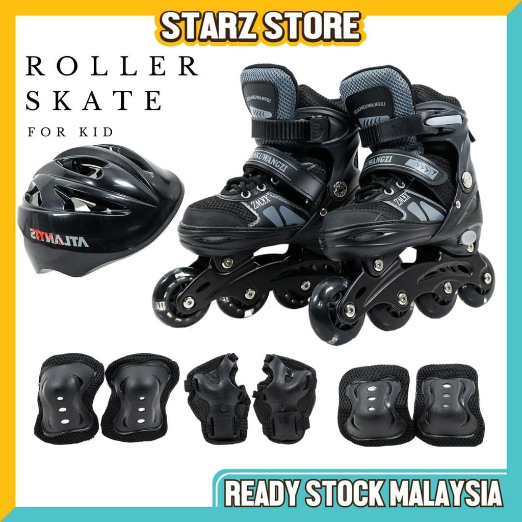 8in1 Full Set Bag Inline Roller Skate Children Roller Shoe Murah Kids ...