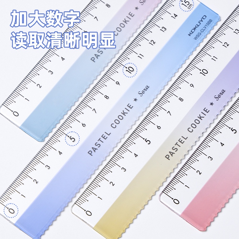 Kokuyo KOKUYO Japanese Light Color Cookie Clear Sky Ruler Wave Pattern ...