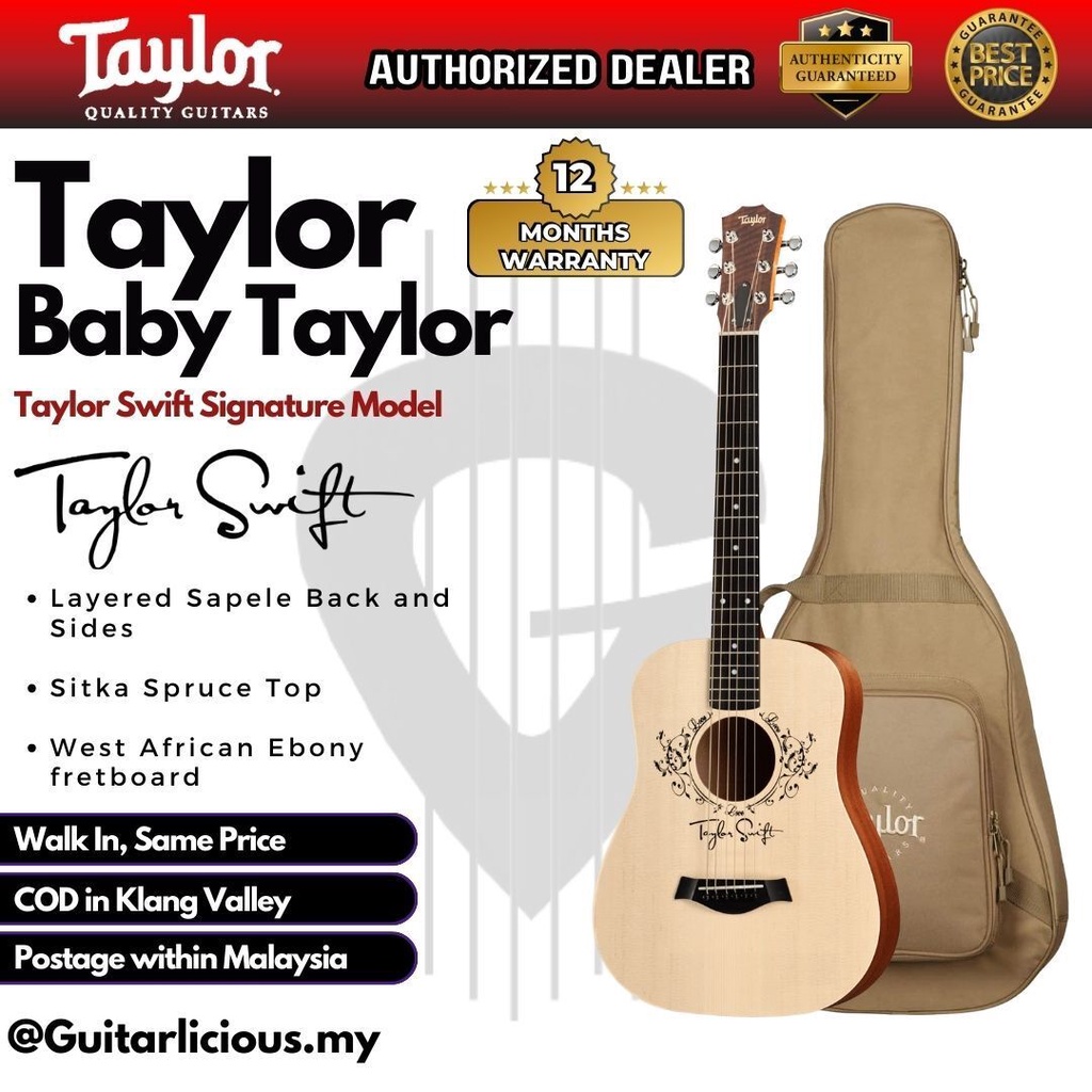 Taylor Swift Signature TAYLOR Baby Taylor 3/4 Mini Acoustic Guitar with ...