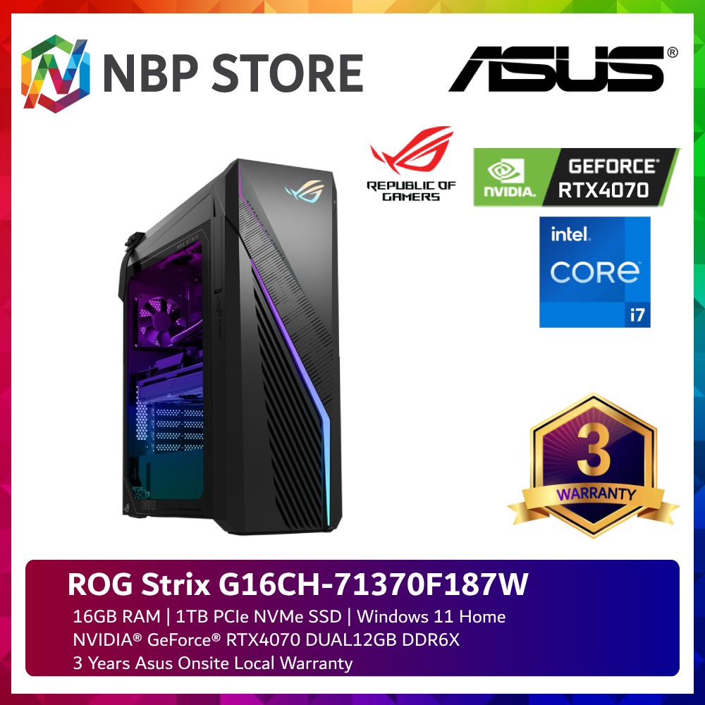 Asus ROG Strix G16CH-71370F187W Gaming Desktop PC ( I7-13700F, 16GB ...