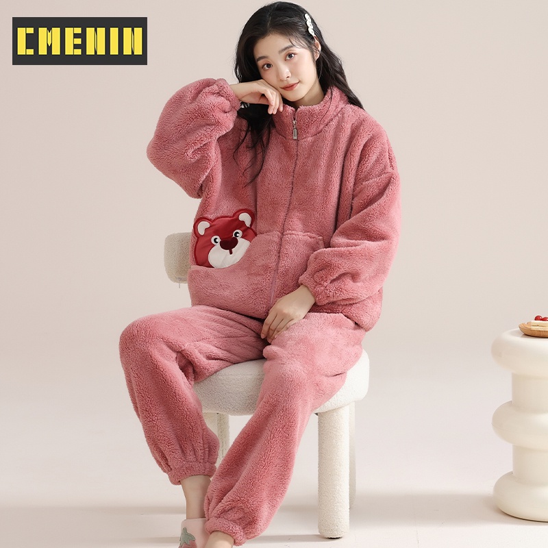 Women Pajama Winter，Ladies Sleepwear Winter Warm Flannel Girls