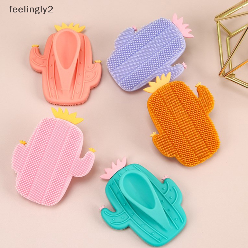 【Ready Stock】 Cute Cactus Silicone Massage Bath Brush Face & Body Scrub