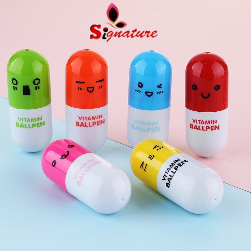 (POCKET SIZE) Retractable Vitamin Ball Pen Capsule Pill Ballpoint Pen ...