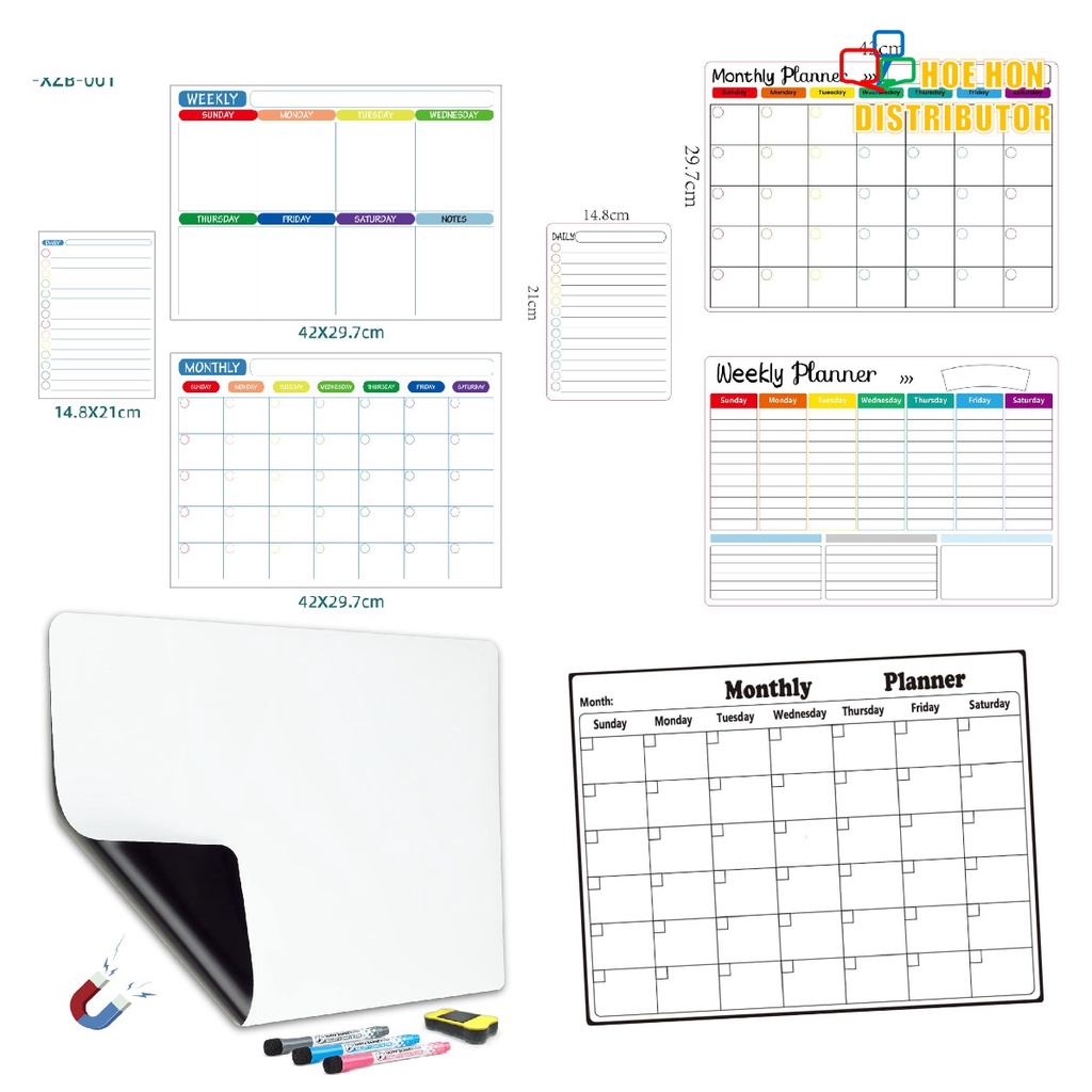 Magnetic Fridge Whiteboard Planner A3 Weekly Monthly Calendrer Daily To ...