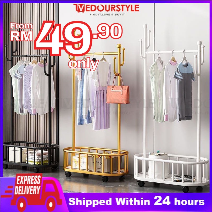 Vedourstyle Cloth Rack with Basket Cloth Storage Steel Rack Cloth ...