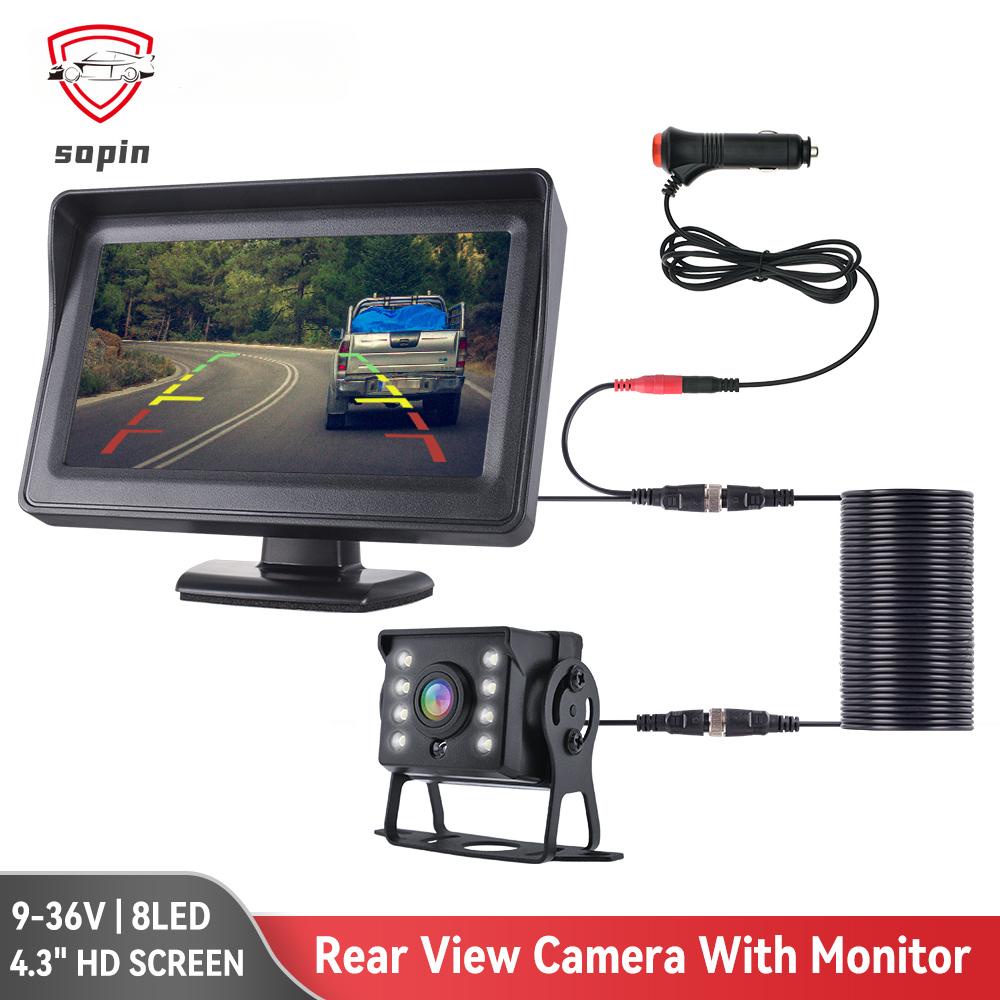 Car Monitor with Rear View Camera For Truck Vehicle Parking 4.3