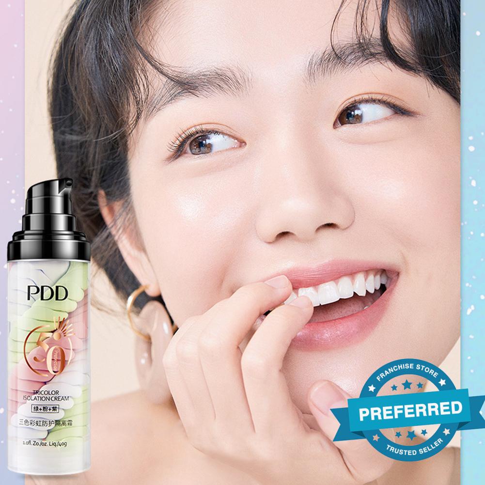 3 Color Isolation Cream Pink Brightening Skin Purple Facial Yellow Green Concealer Makeup J8A1