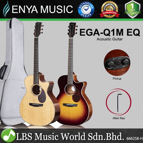 Enya Ega Q1m 41 Inch Grand Auditorium Solid Sitka Spruce Top Acoustic Electric Guitar With Soft