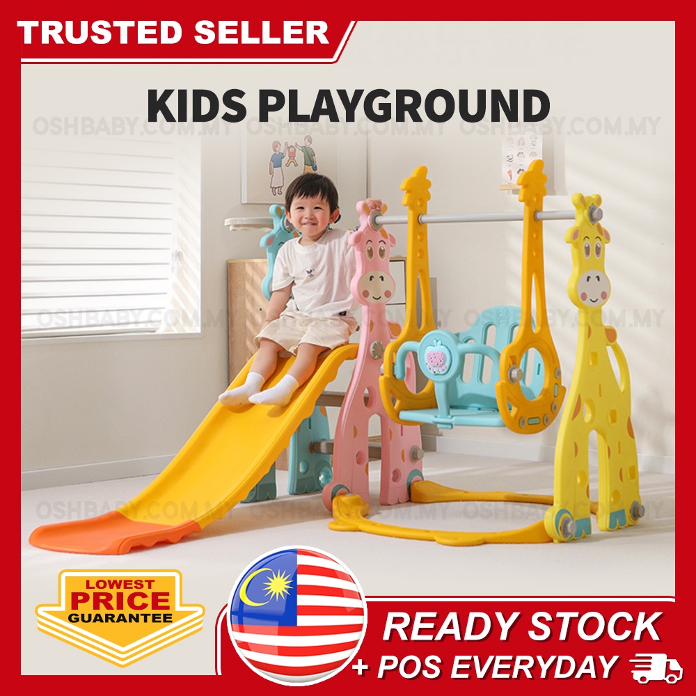 KIDS PLAYGROUND 3 IN 1 Swing Slide And Basketball Hook Indoor Outdoor ...