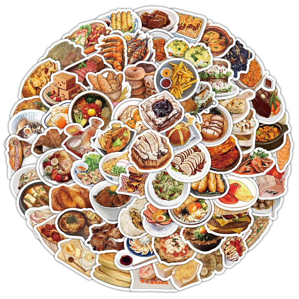 100PCS Realistic Delicious Food Graffiti Stickers for Helmet Bicycle ...