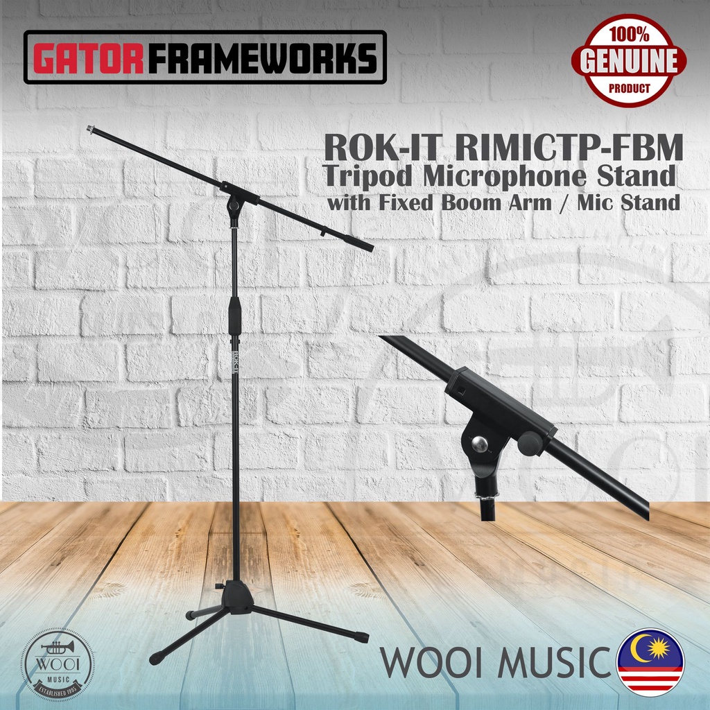 Gator Rok-It RI-MICTP-FBM Tripod Microphone Stand with Fixed Boom Arm ...