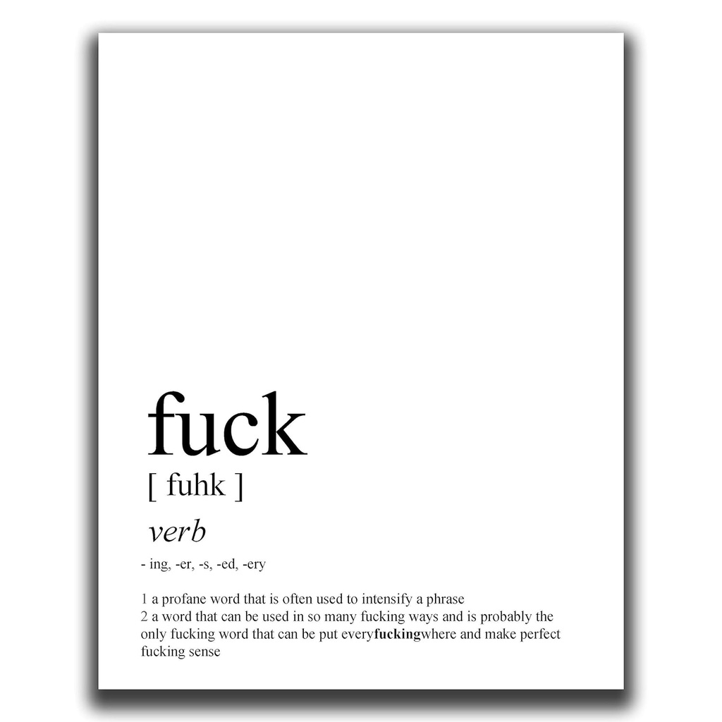Funny Wall Decor X Unframed Print Definition Stylefuck Black And White Typography Wall Art Funny