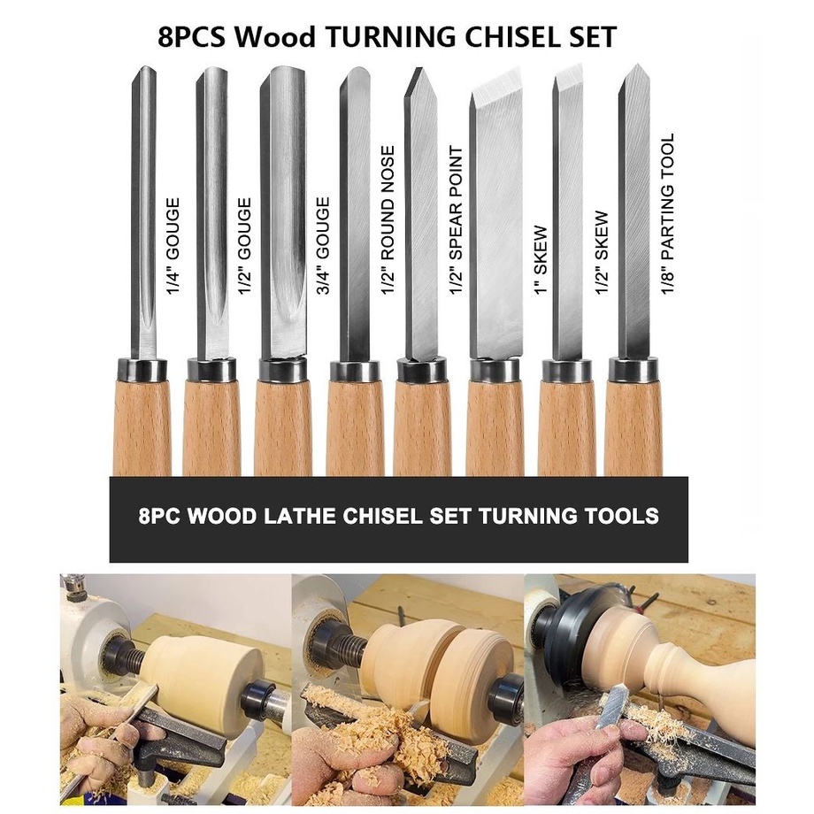 Professional 8pcs Wood Turning Lathe Carving Chisel Set | Shopee Malaysia