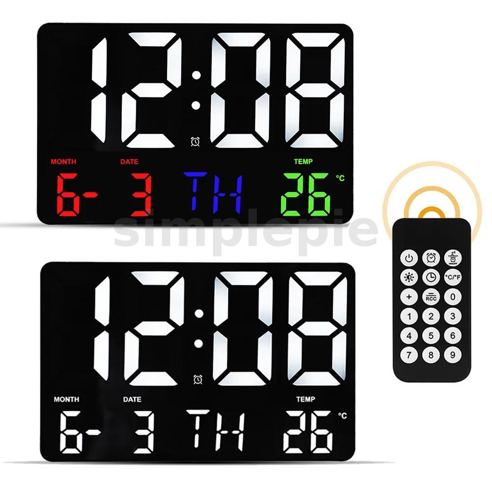 LED Digital Wall Clock Large Screen Temperature Date Day Display ...
