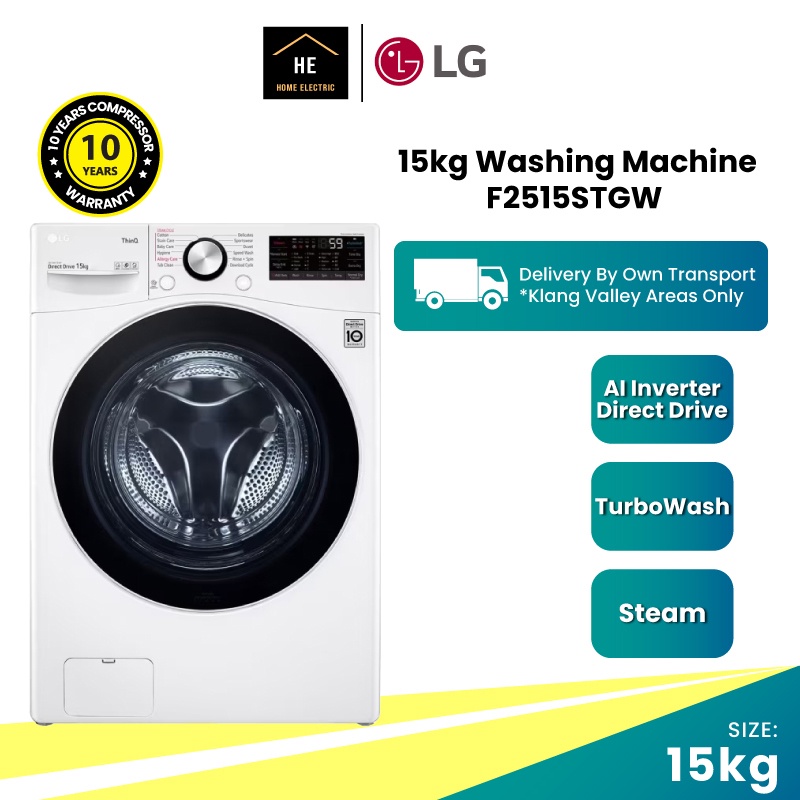 Lg 15kg Washing Machine Washer With Ai Direct Drive™ And Turbowash™ F2515stgw Mesin Basuh 1511