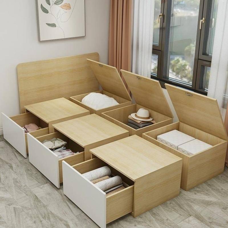 Tatami bed storage box Rubik's cube combination small unit floor bed ...