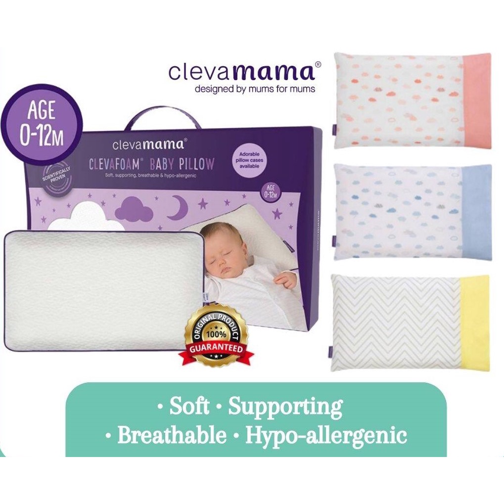 Clevamama Toddler Pillow or Pillowcase (Coral / Blue / Yellow) Size