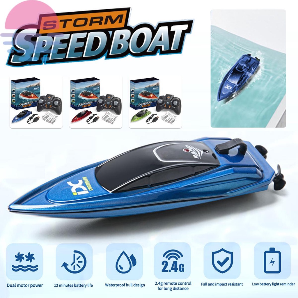 RC Boat for Kids 2.4GHz 8 km/h High Speed RC Boat Electric Racing Boat ...