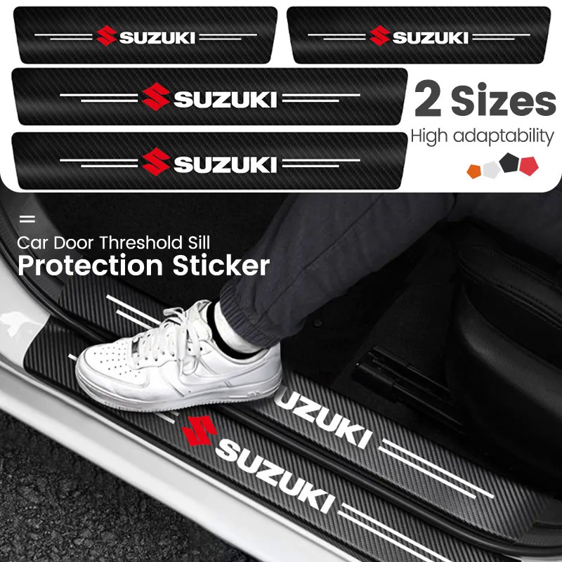 4pcs Car Door Threshold Carbon Fiber Scuff Plate Sticker For Suzuki