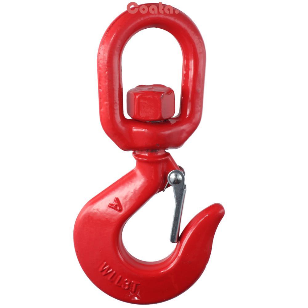 COATA Swivel Lifting Hook, Red with Latch Locking Swivel Hook, Heavy Duty 6600LBS 3 Ton Rigging