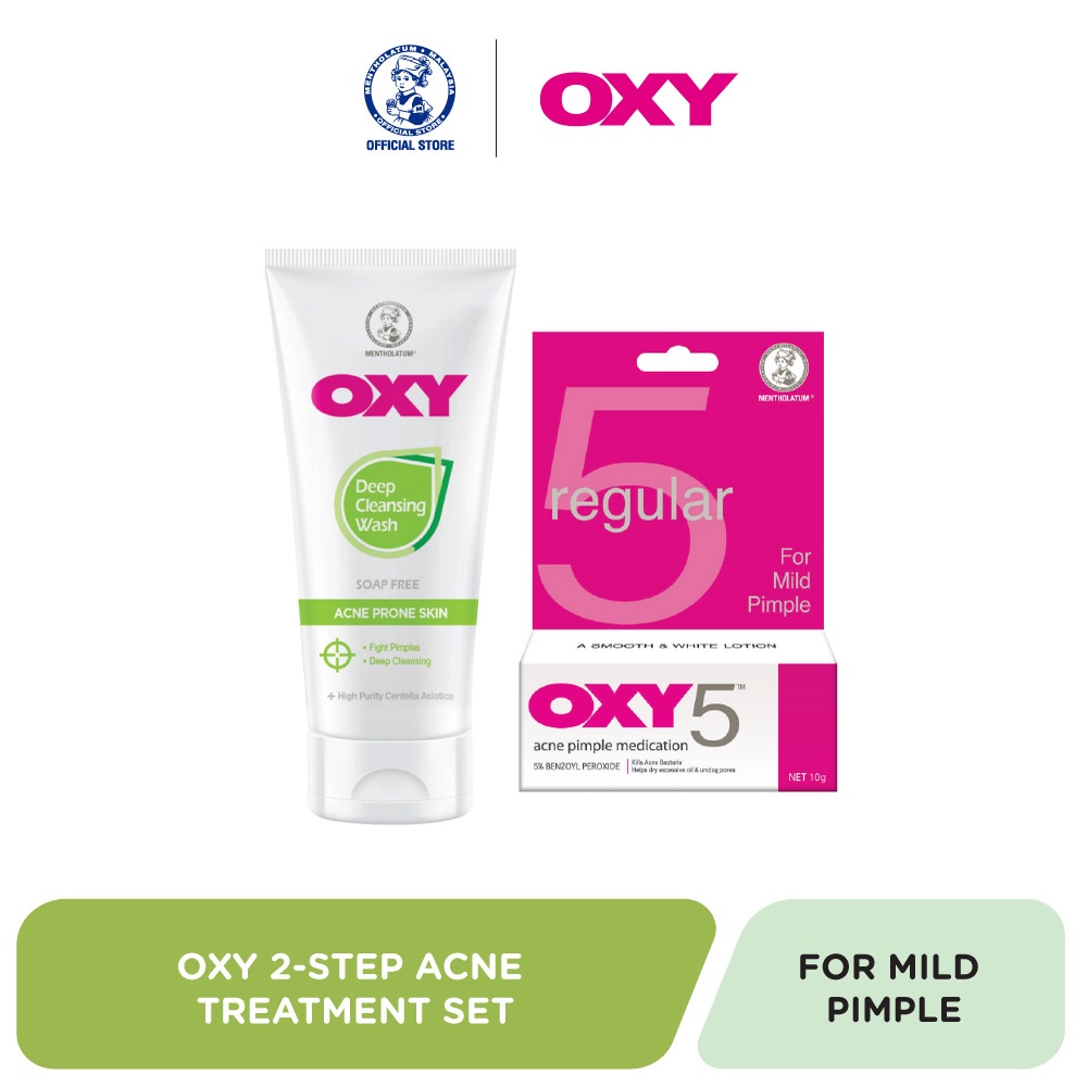 Oxy 2Step Acne Treatment Set [Face Wash+ Oxy 5 Acne Treatment Lotion/ Prevent Pimples/ Anti