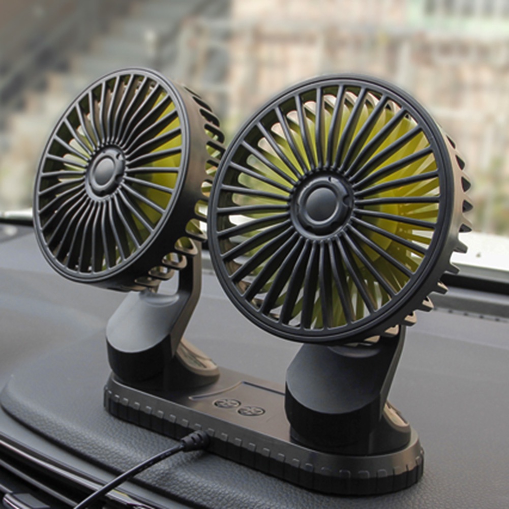 Car Strong Dual Fan Air Conditioning Double Booster Cooler 360° Desktop ...