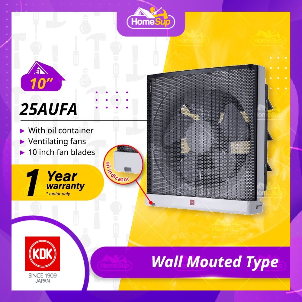 KDK Ventilating Exhaust Fan 25aufa Wall Mounted, Oil Container
