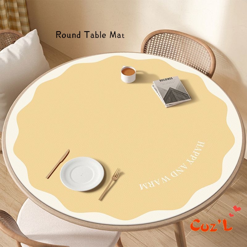 Simple Ins Circular Tablecloth Insulated and Antihot Pvc Leather End Table Mat Waterproof and