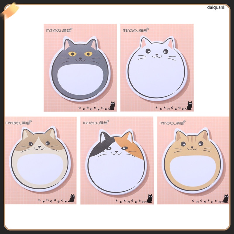 Cartoon Cat Sticky Notes Stickers Animal Memo Pads Supply Office ...