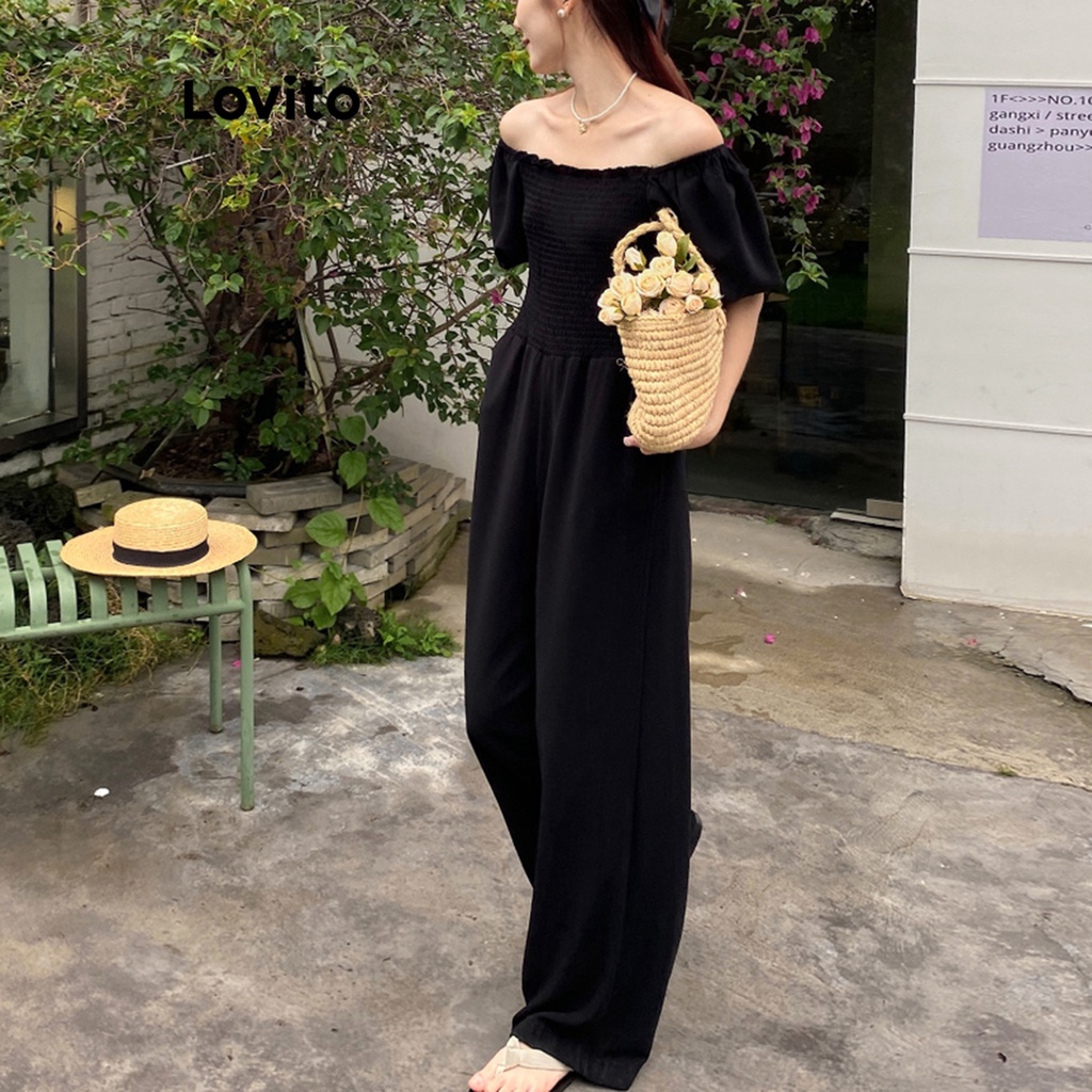 Connected cold shoulder wide best sale leg jumpsuit