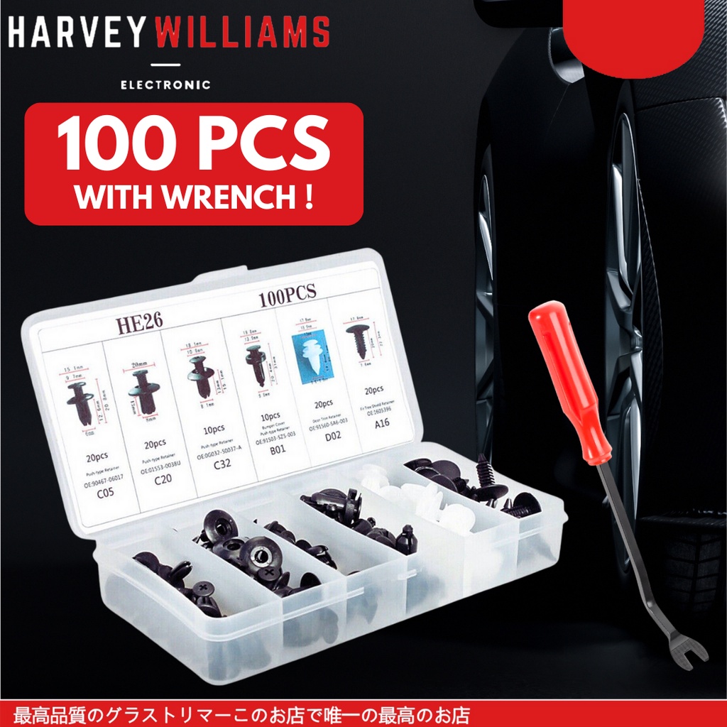 100Pc Clip Car Fastener Bumper Trim Kit Car Door Panel Push Pin Rivet