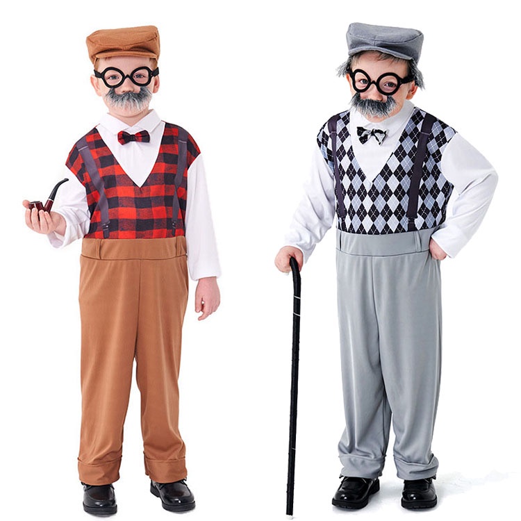 C2/fashion Children's Costume Halloween Whitebeard Grandpa Playing