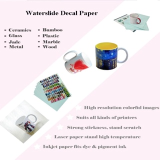 Blue Water Slide Decal Paper for Inkjet Printer Transparent Clear Printable  Waterslide Transfer Paper for Tumblers Mugs A4 Size