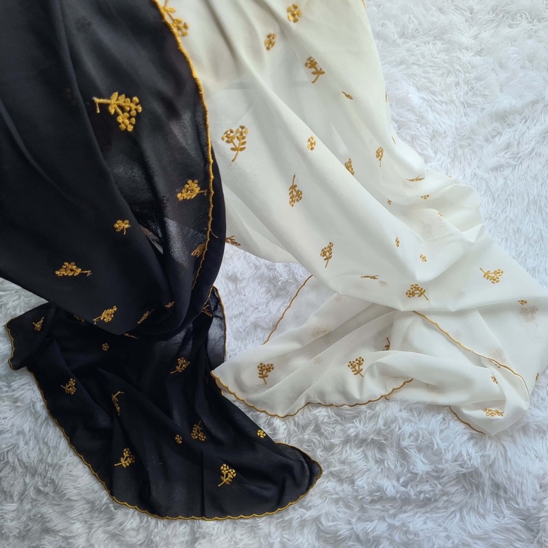shawl sulam hitam gold